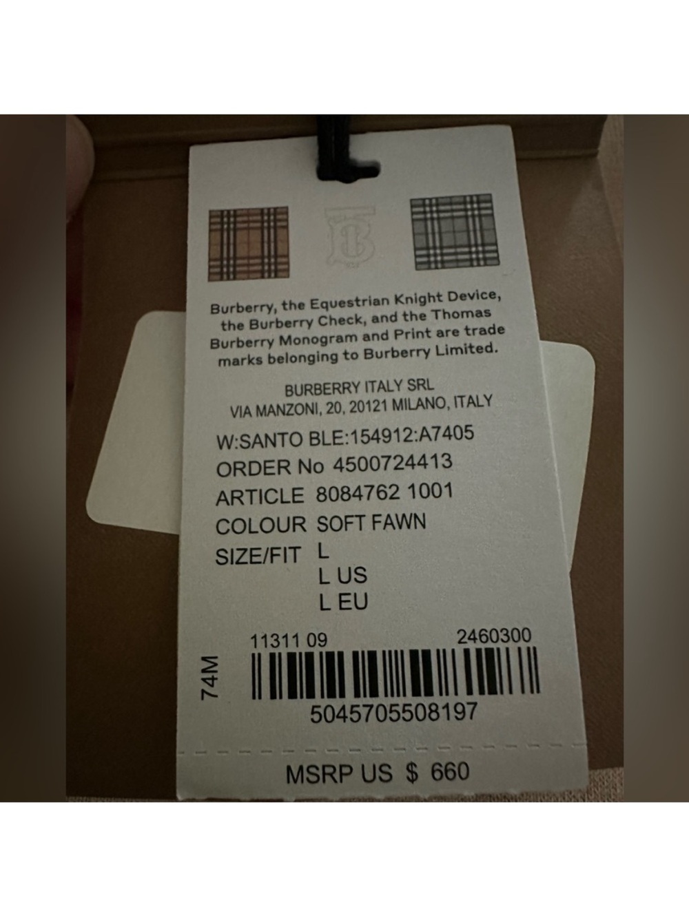 Burberry Men's Tan Logo Crewneck Sweatshirt - Picture 5 of 6